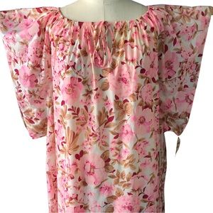Vintage Caftan Floral Maxi Dress Nightgown  Bohemian Loungewear Size Small